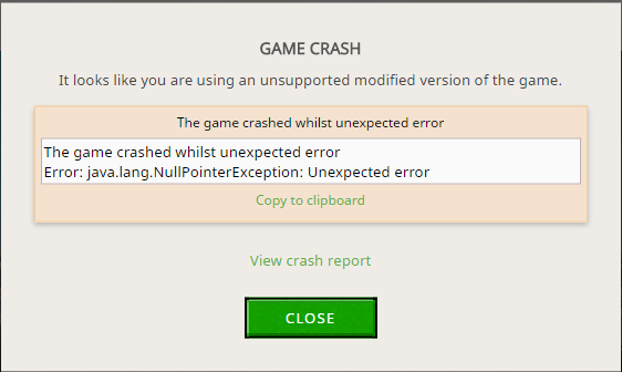 The Game Crashed Whilst Unexpected Error The Game Crashed Whilst